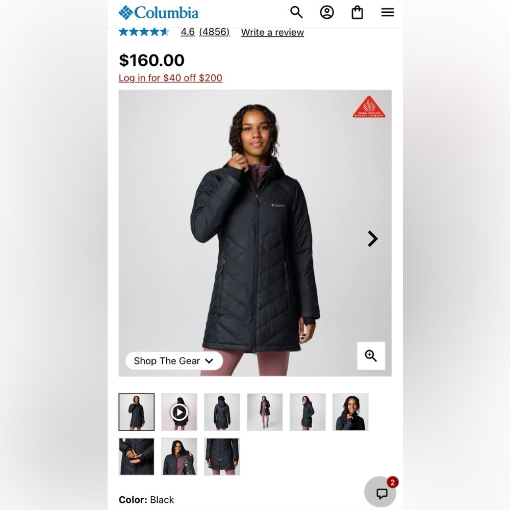 Columbia Women's Black long NON hooded jacket